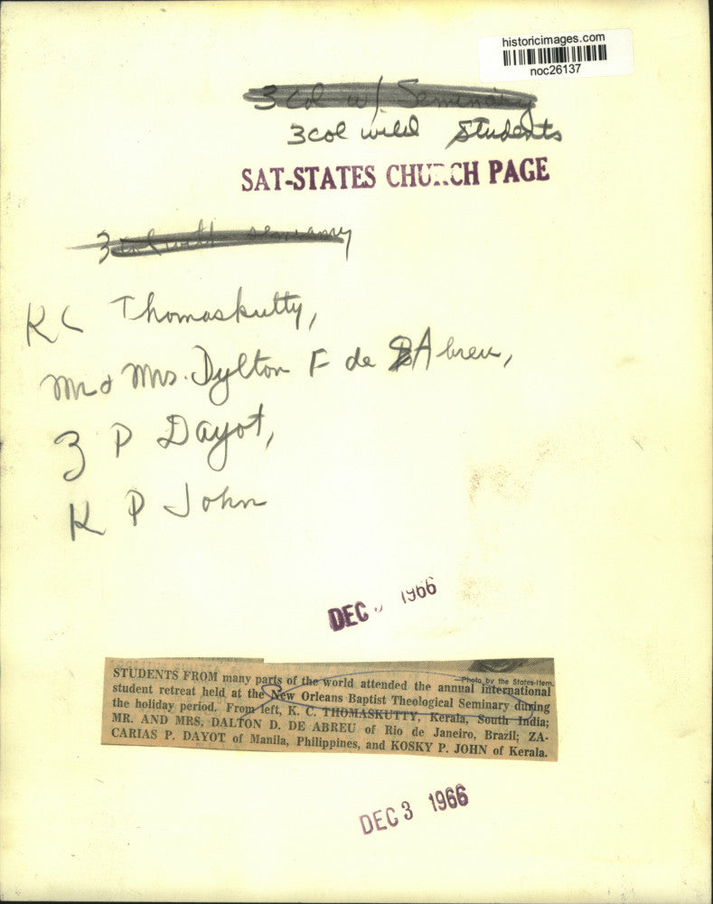 1966 Press Photo International students attend New Orleans Baptist Seminary