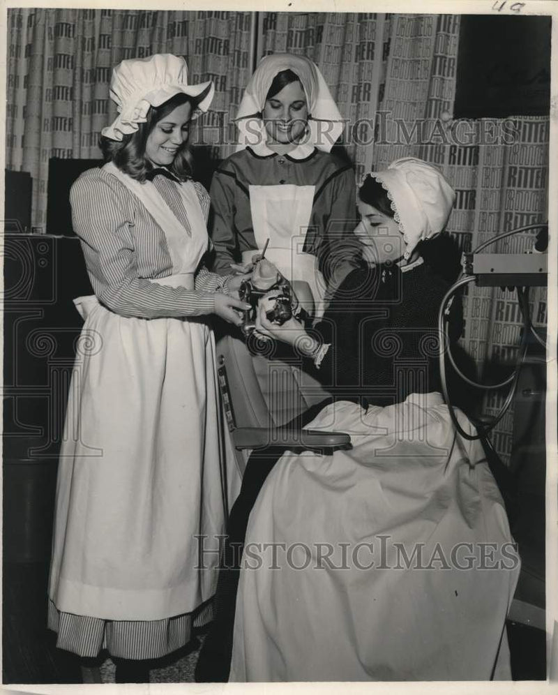 Load image into Gallery viewer, 1967 Press Photo Historic nurse uniforms modeled at New Orleans Dental meeting
