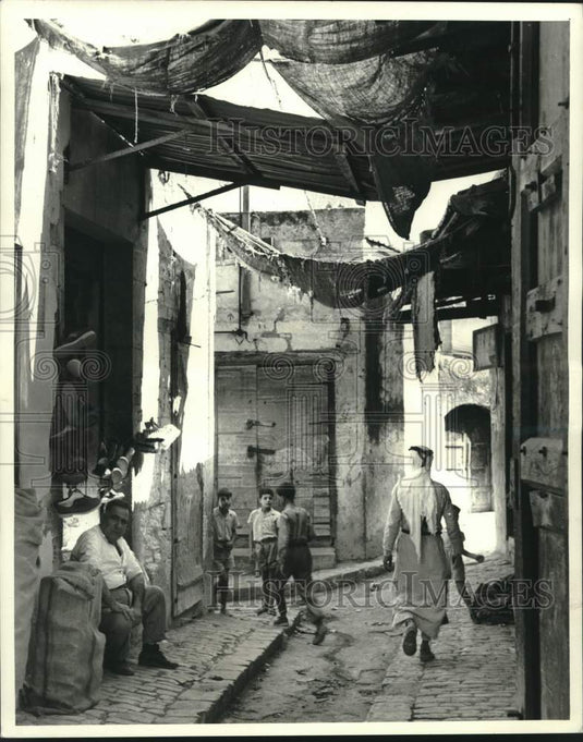 1971 Press Photo The 2 1/2' gutters down a center path for donkeys in Nazareth.