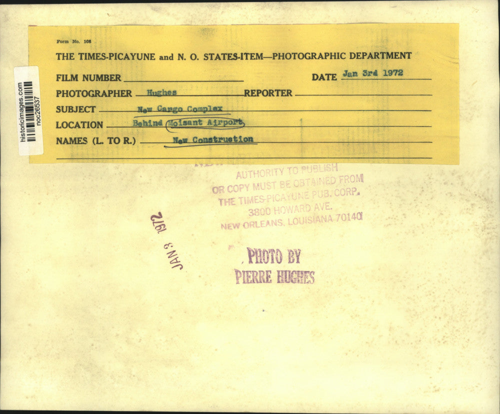 1972 Press Photo Moisant Airport new cargo complex construction - noc26537