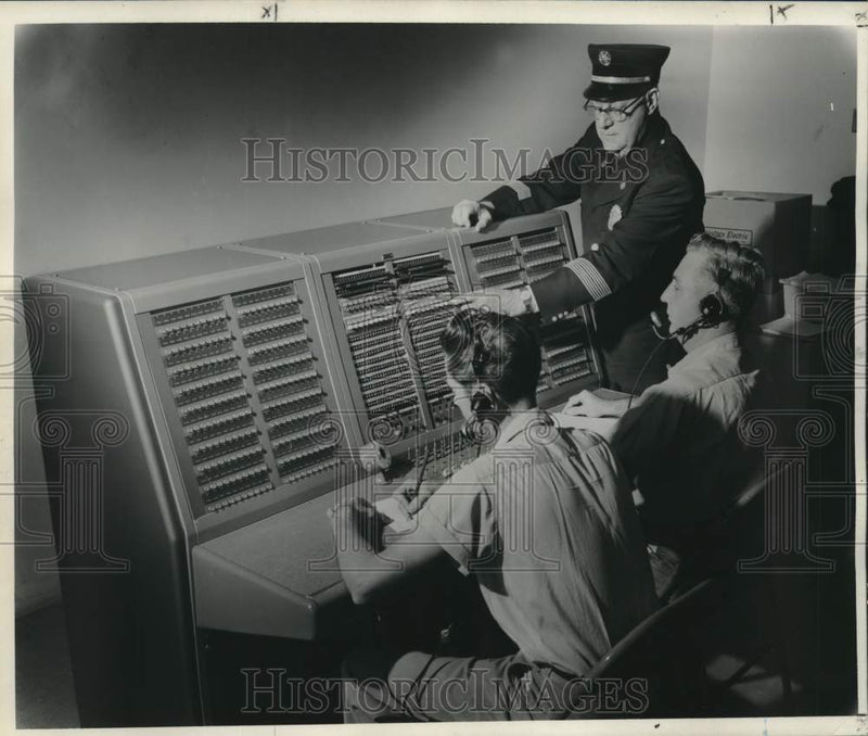 Load image into Gallery viewer, 1957 Press Photo Fire alarm switchboard in New Olreans - noc26924
