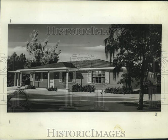 1964 Press Photo Sketch of a Residence at Village de l'Est in New Orleans East