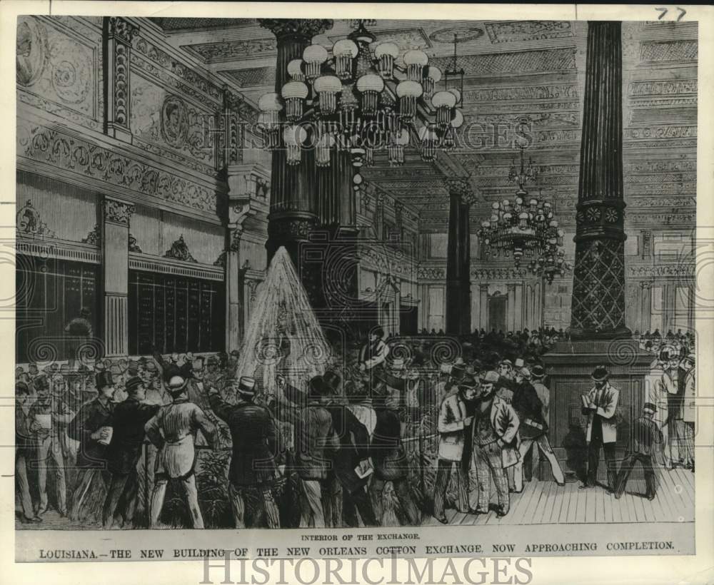 1956 Press Photo Illustration of New Orleans Cotton Exchange interior in 1871