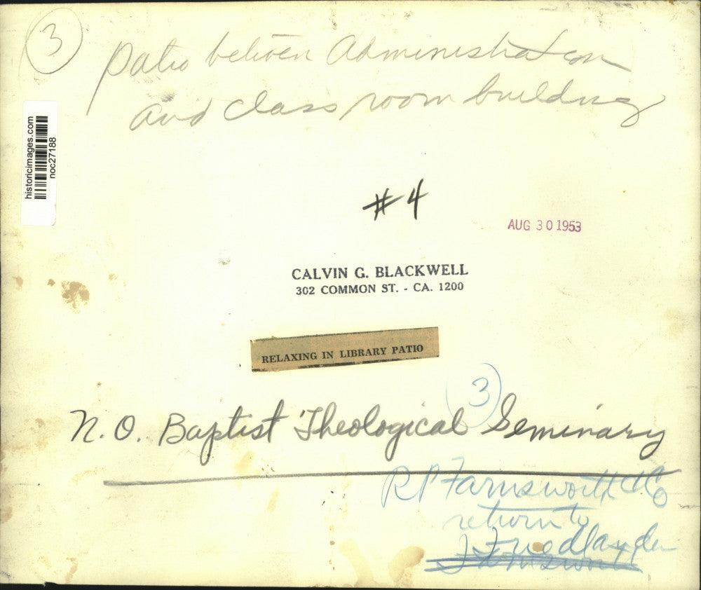 1953 Press Photo Library patio at New Orleans Baptist Theological Seminary