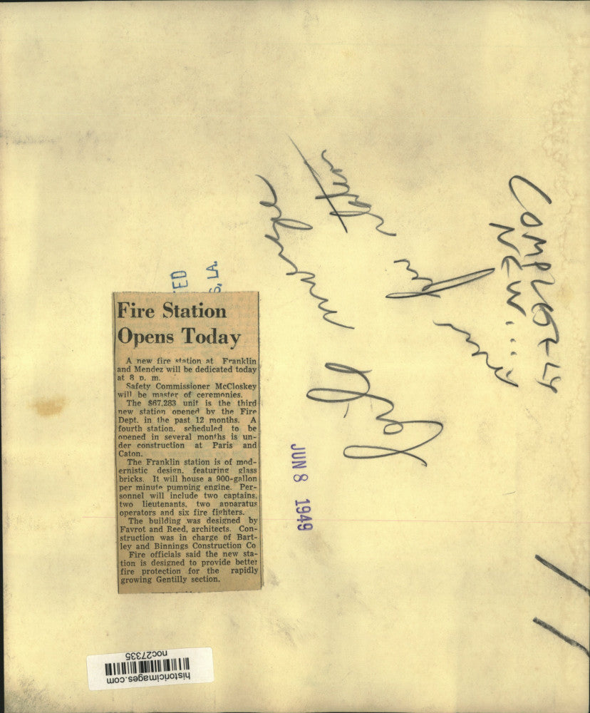 1949 Press Photo Dedication of fire station at Franklin and Mendez - noc27335