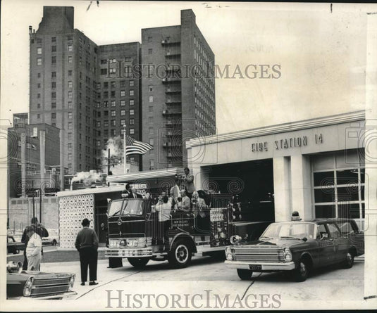 1966 Press Photo Dedication of fire station housing Engine Company No. 14