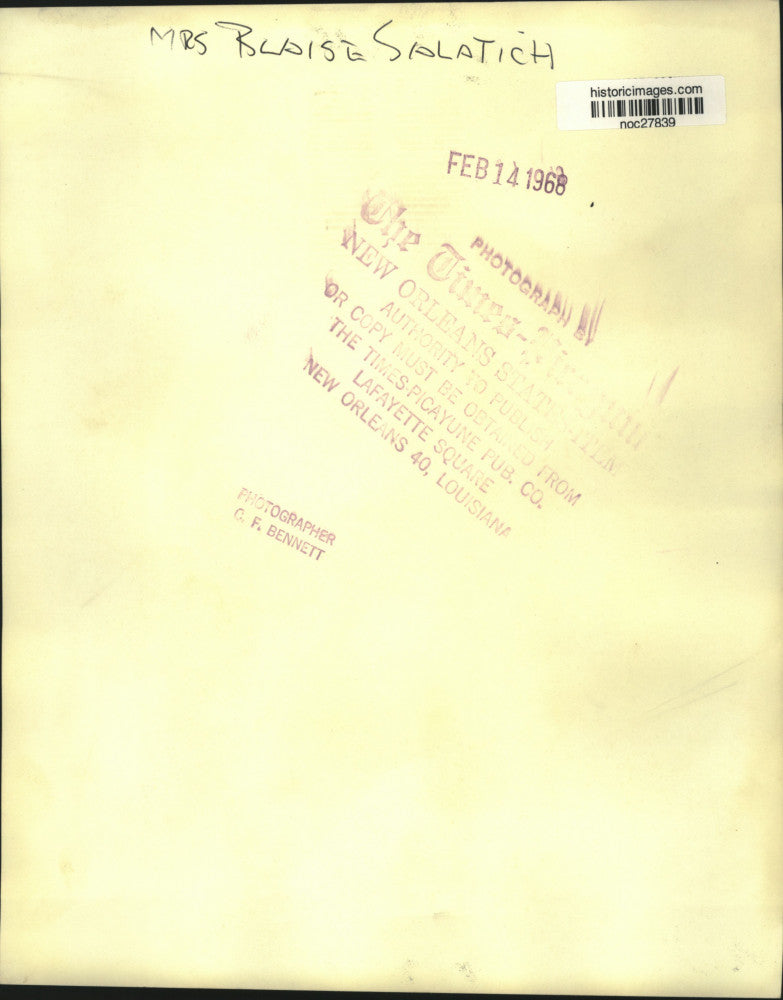 1968 Press Photo Mrs. Blaise Salatich - noc27839