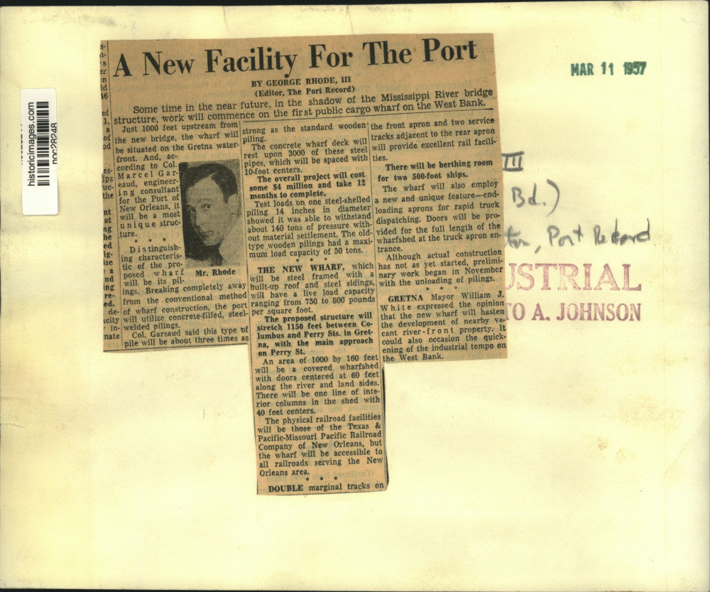 1957 Press Photo The Port Record editor George Rhode III - noc28248