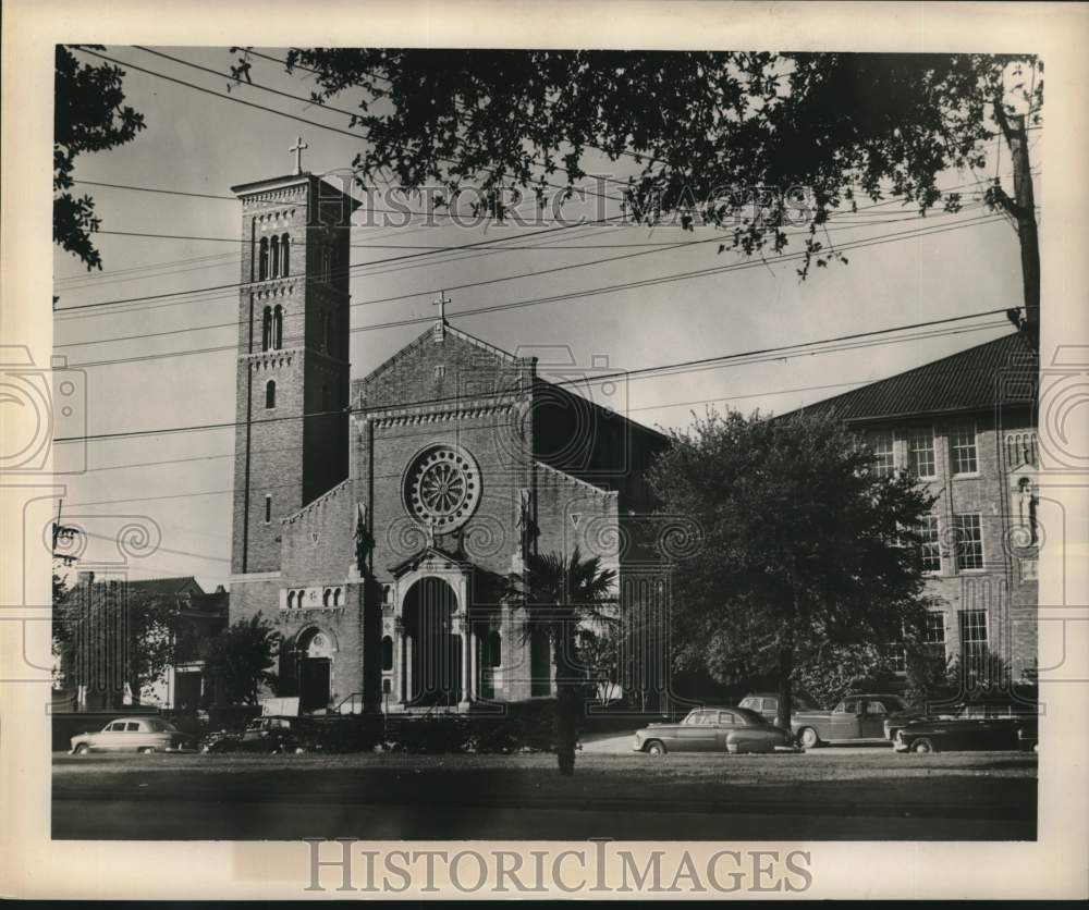 1954 Press PhotoSacred Heart of Jesus Church and School at Canal and Lopez