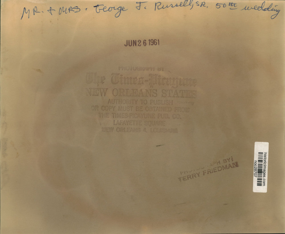 1961 Press Photo Mr. and Mrs. George Russell celebrate wedding anniversary