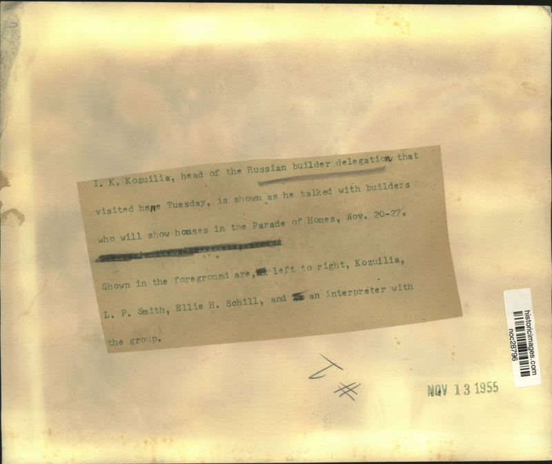 Load image into Gallery viewer, 1955 Press Photo I.K. Kozuilia and Russian Builder Delegation in New Orleans
