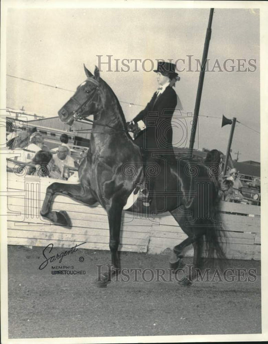 1976 Press Photo St. Martin's Horse Show - Mimi Hopkins and Horse Esmeralda- Historic Images