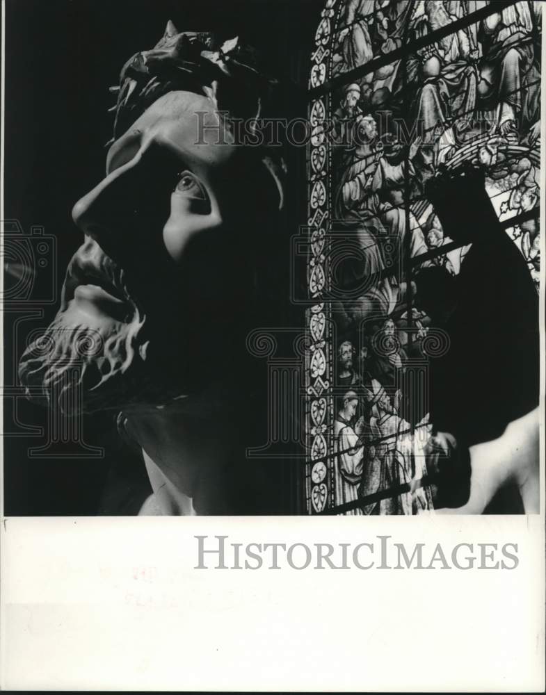 1970 Press Photo Stained glass windows from Bavaria at St. Mary's Church