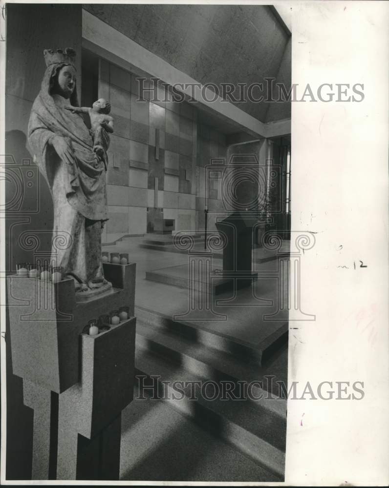 1969 Press Photo Late Gothic Madonna and Child statue used on feast days