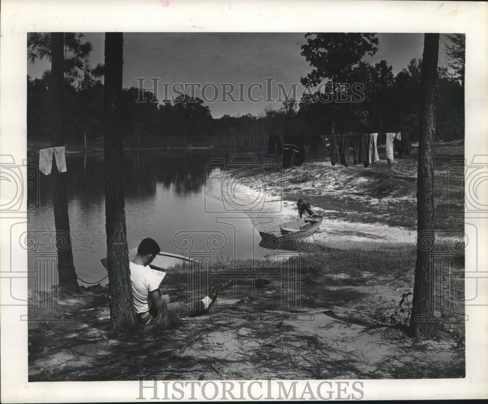 1963 Press Photo St. Michael&#39;s Farm for Boys Students on Lake they cleared