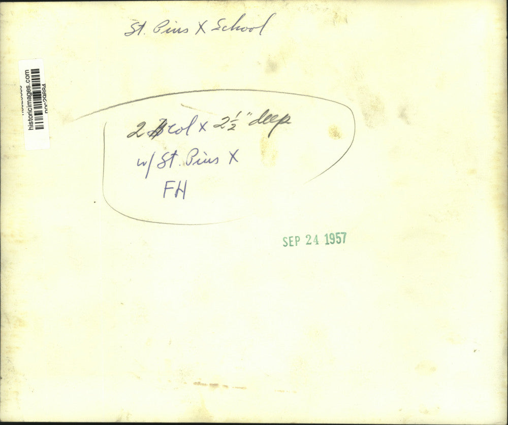 1957 Press Photo Exterior View of St. Pius X School in New Orleans, Louisiana