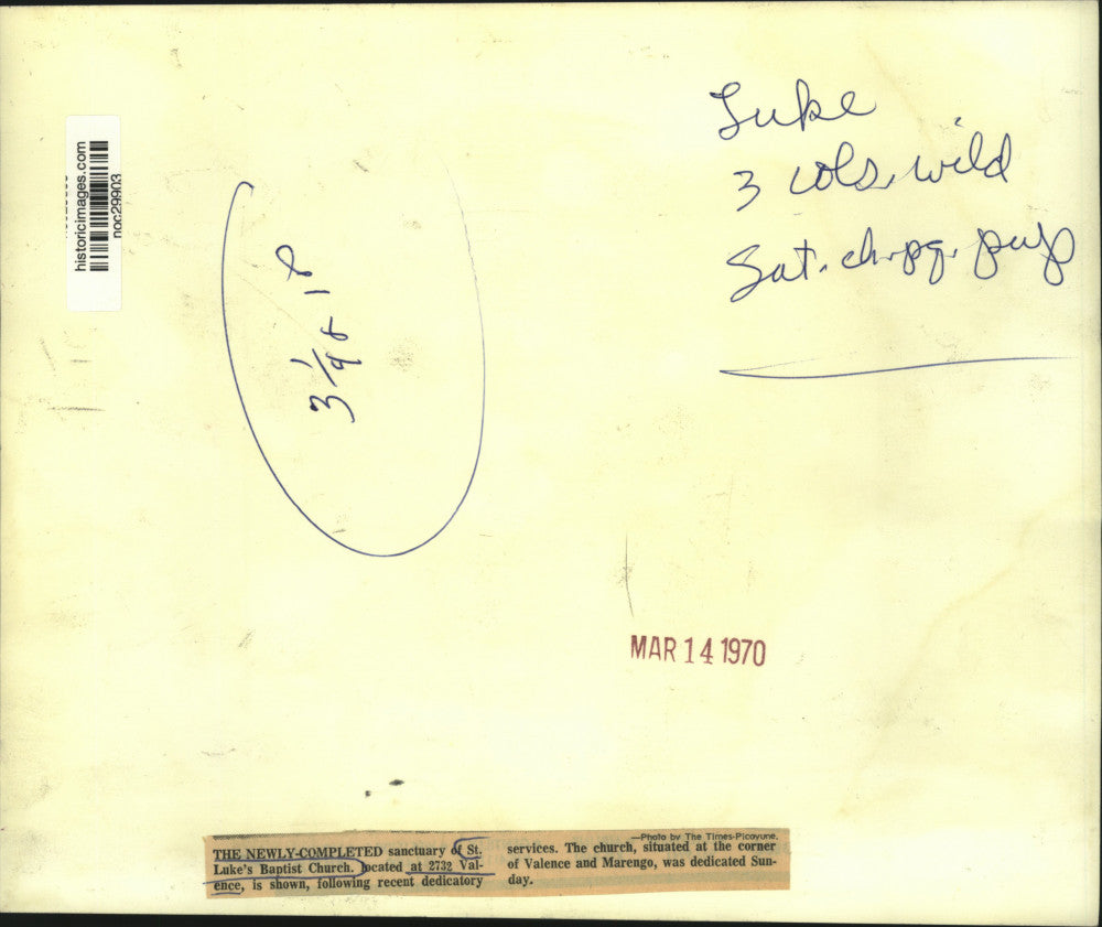 1970 Press Photo New Sanctuary of St. Luke's Baptist Church in New Orleans