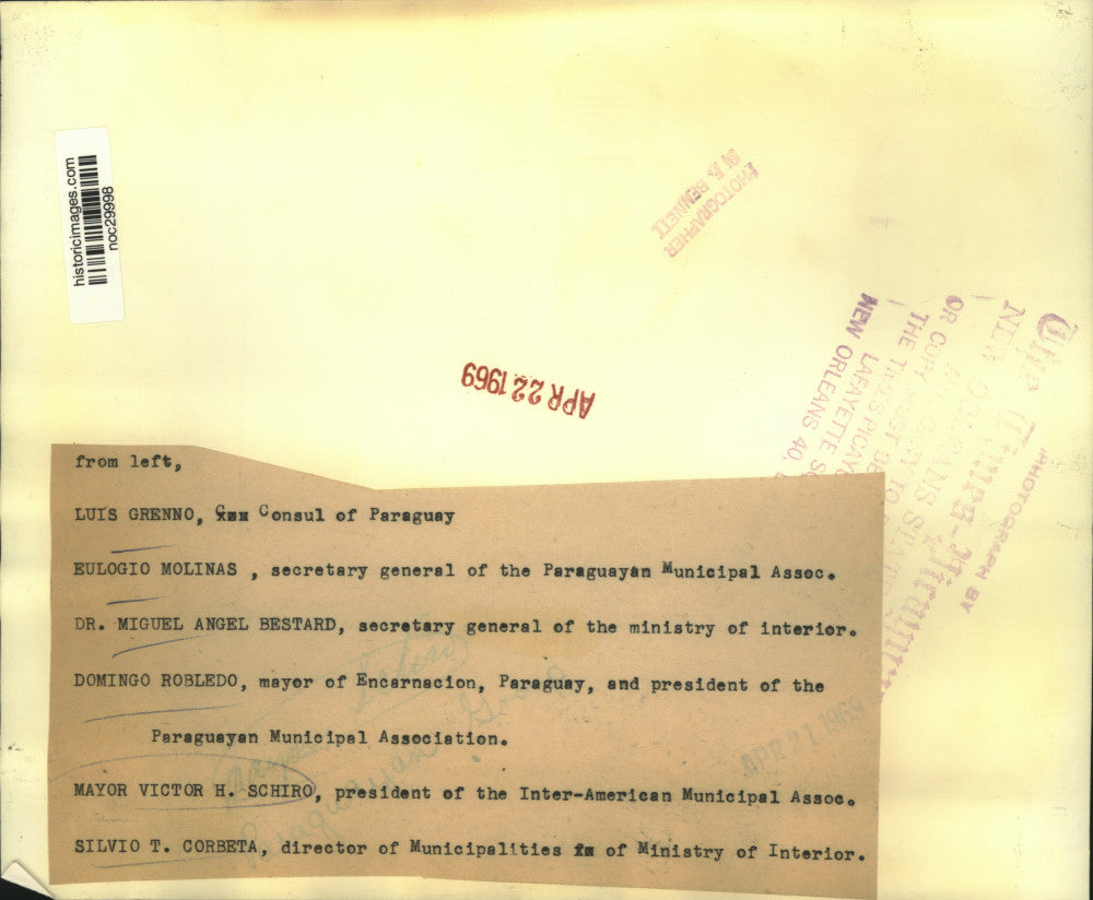 1968 Press Photo Paraguayan officials in New Orleans - noc29998