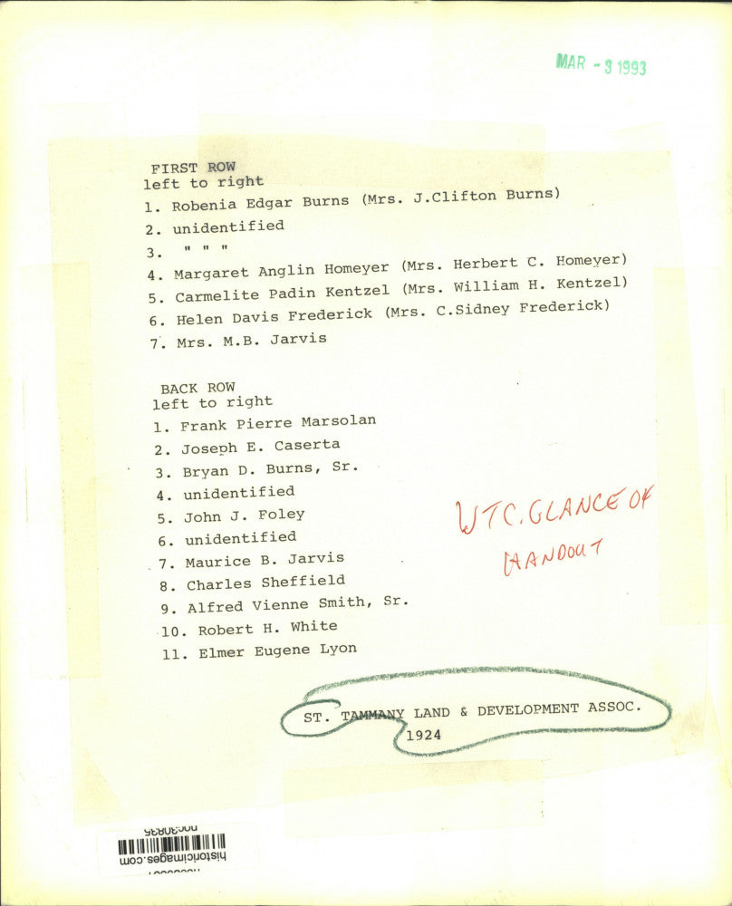 1924 Press Photo Members of the St. Tammany Land and Development Association