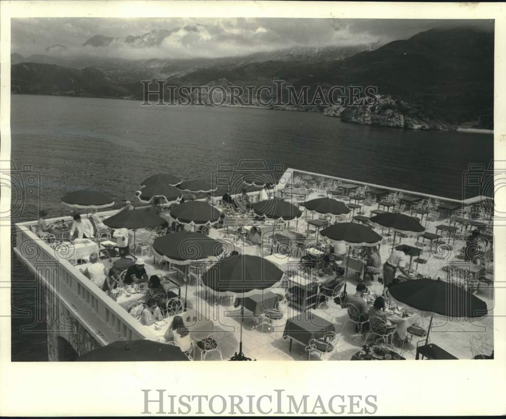 1968 Press Photo View of the Terrace on St. Stefan overlooking Adriatic Sea