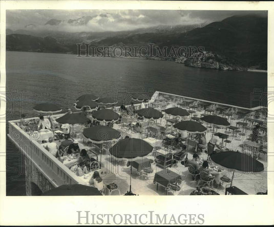 1968 Press Photo View of the Terrace on St. Stefan overlooking Adriatic Sea