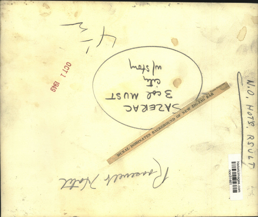 1949 Press Photo Mural dominates Roosevelt Hotel's Zig-Zag Bar. - noc31461