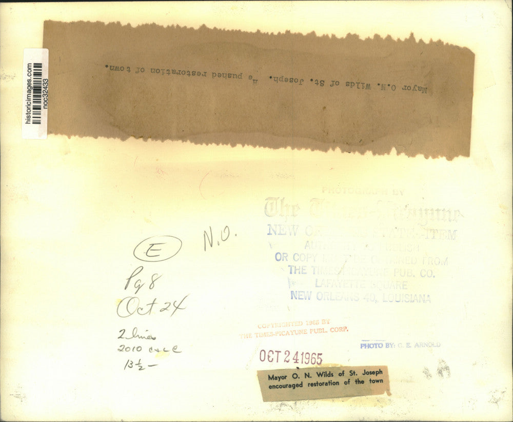 1965 Press Photo St. Joseph Mayor O.N. Wilds pushes for town restoration