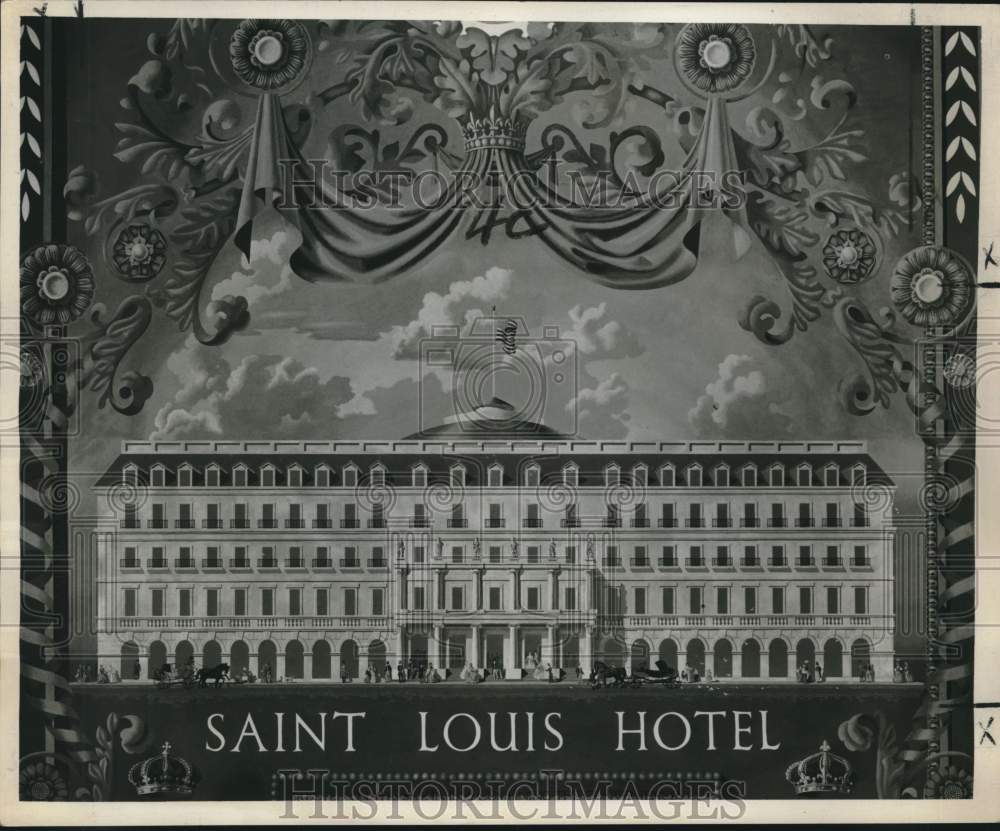 1960 Press Photo Royal Orleans&#39; mural at Saint Louis Hotel - noc32944