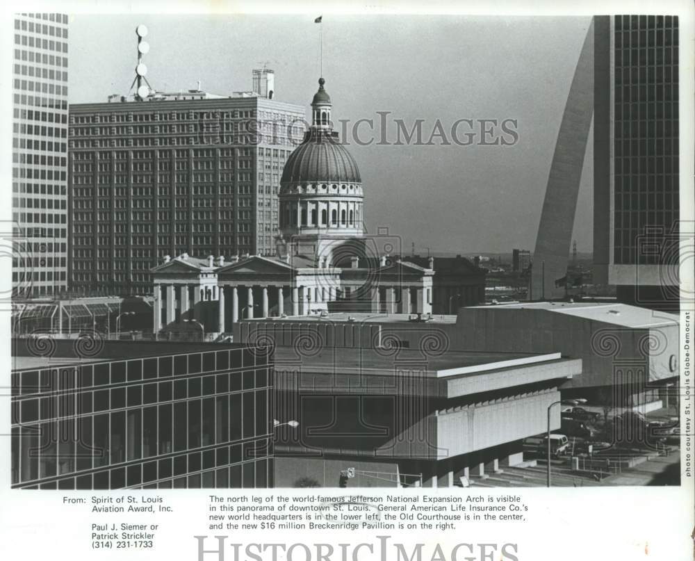 1977 Press Photo Downtown St. Louis Panorama of Architecture including Arch- Historic Images