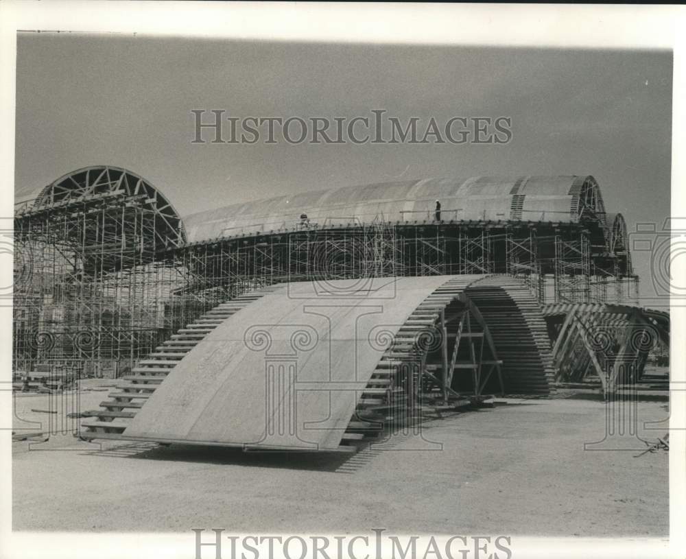 1966 Press Photo Arched Section of Roof at Rivergate Construction Area