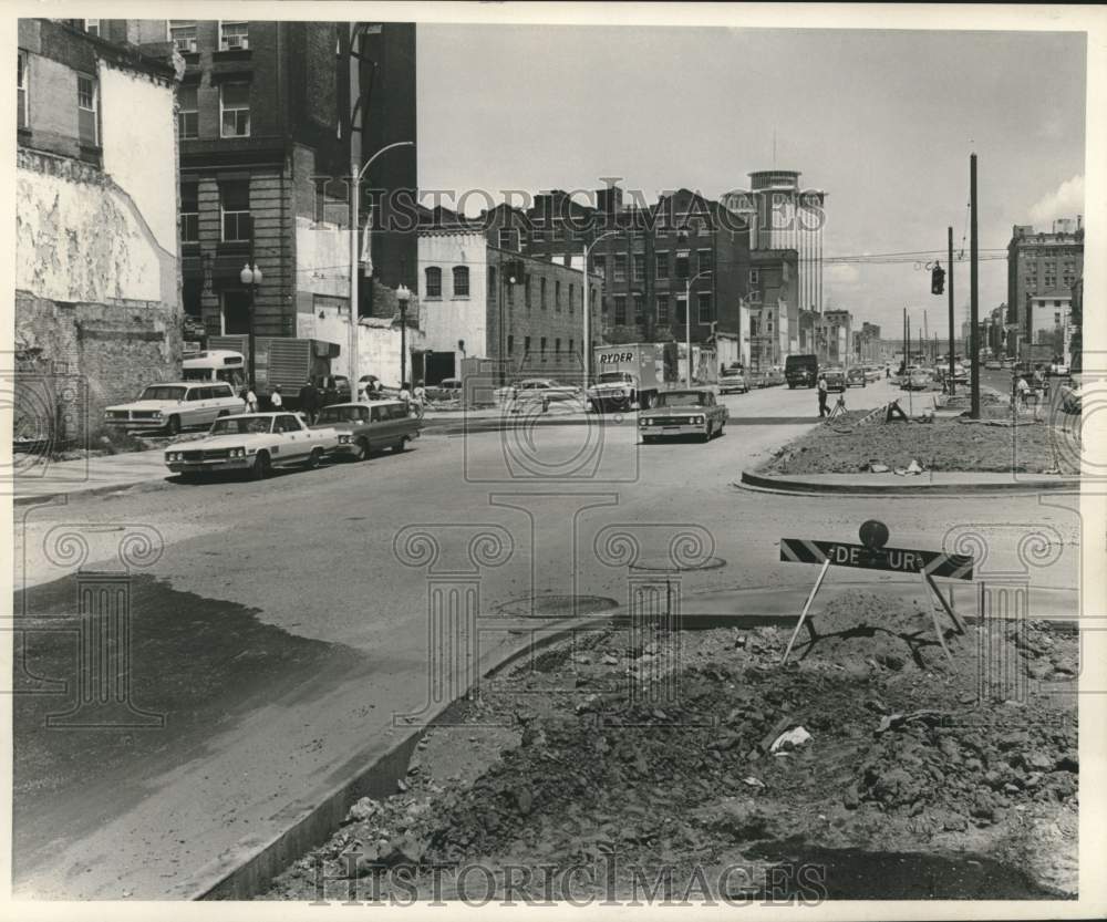 1966 Press Photo Construction on Poydras Street in New Orleans - noc35815