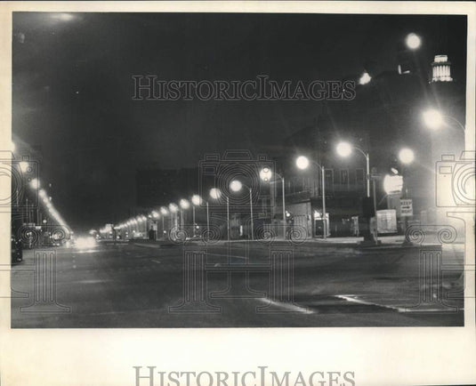 1966 Press Photo Night View of a Widened Poydras Street in New Orleans