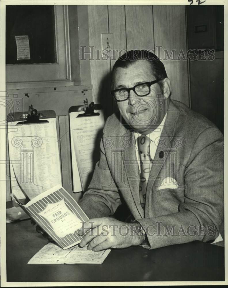 1972 Press Photo Horse Racing - Tommy Scott, Fair Grounds Racing Secretary- Historic Images