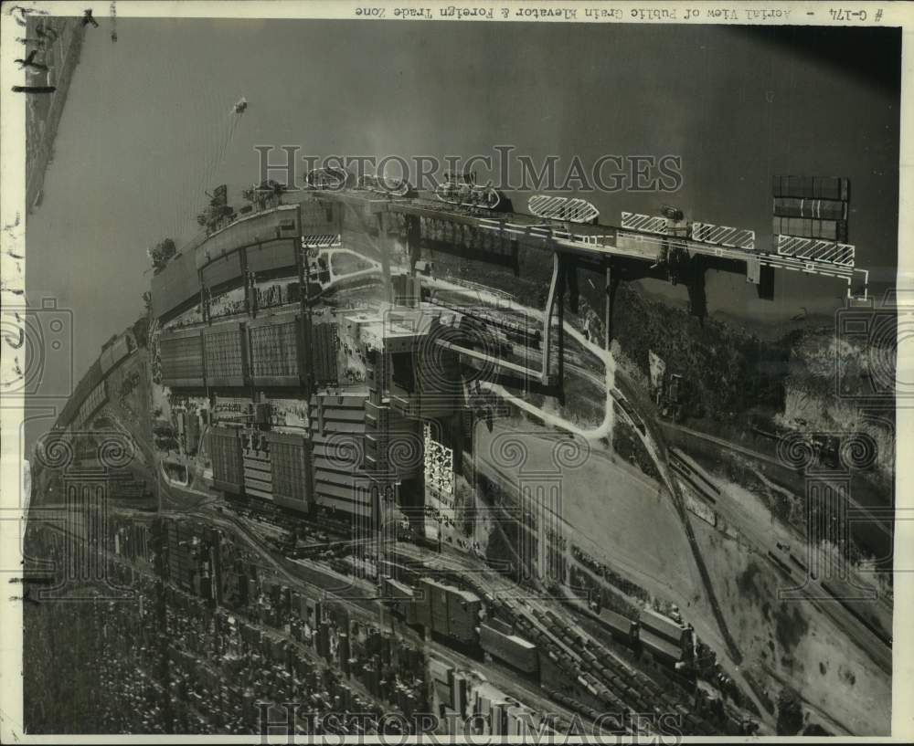 1958 Press Photo Aerial view of Public Grain Elevator at Port of New Orleans.- Historic Images