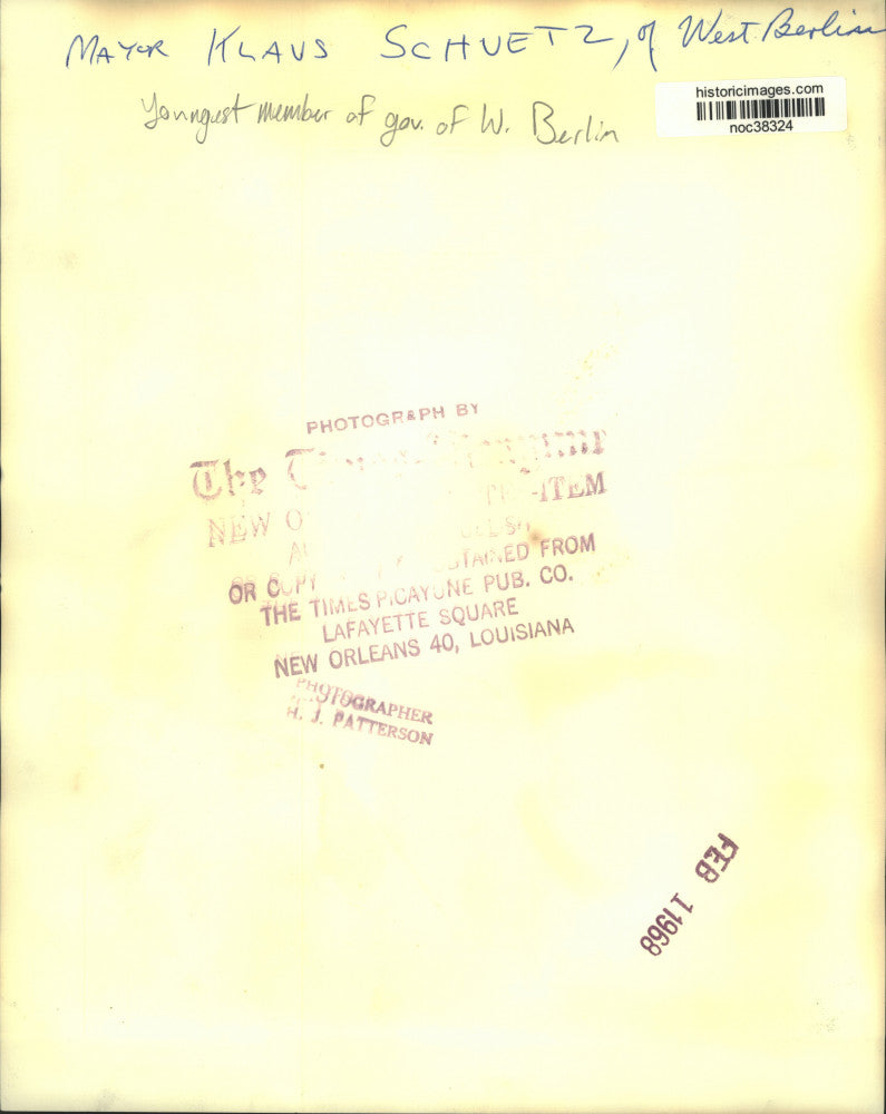 1968 Press Photo Mayor Klaus Schuetz, member of West Berlin government