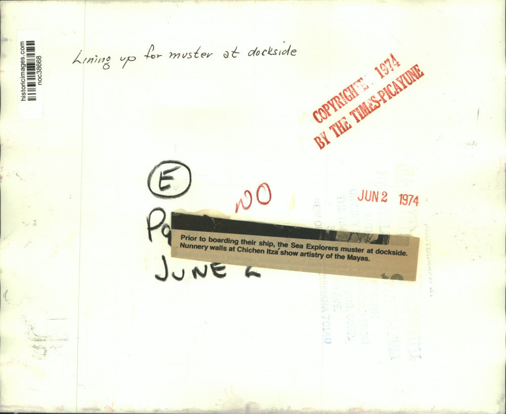 1974 Press Photo The Sea Explorers muster at dockside prior to boarding the ship