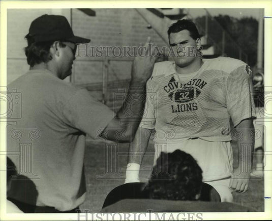 1990 Press Photo Covington High School - Brian Sharp and Football Coach- Historic Images