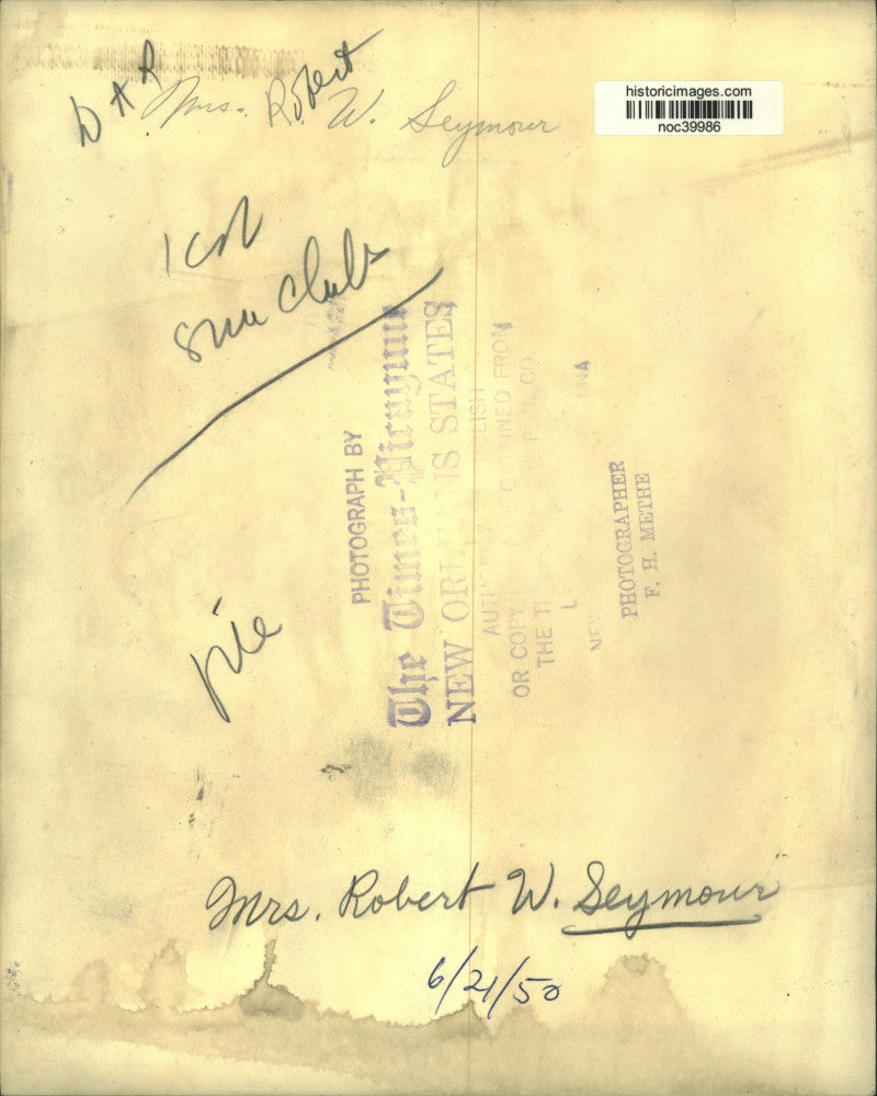 1950 Press Photo Mrs. Robert W. Seymour in Portrait - noc39986