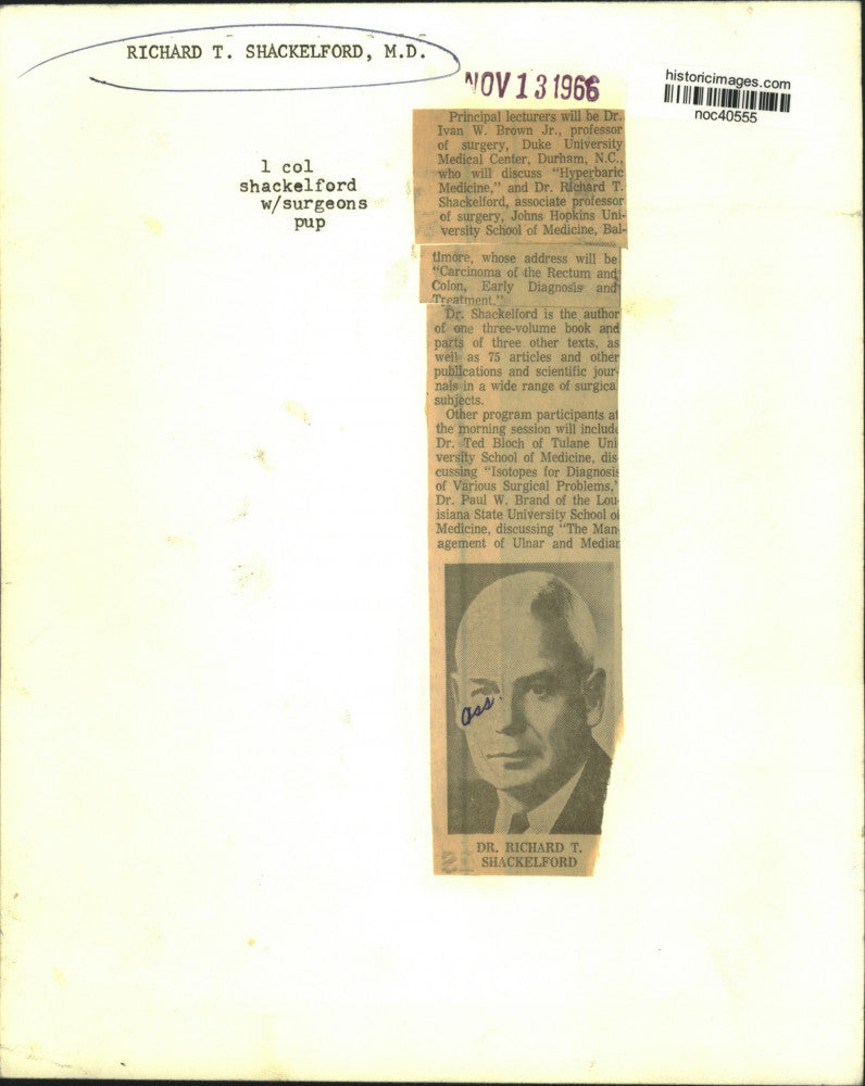 1966 Press Photo Dr. Richard T. Shackelford, Johns Hopkins&#39; associate professor