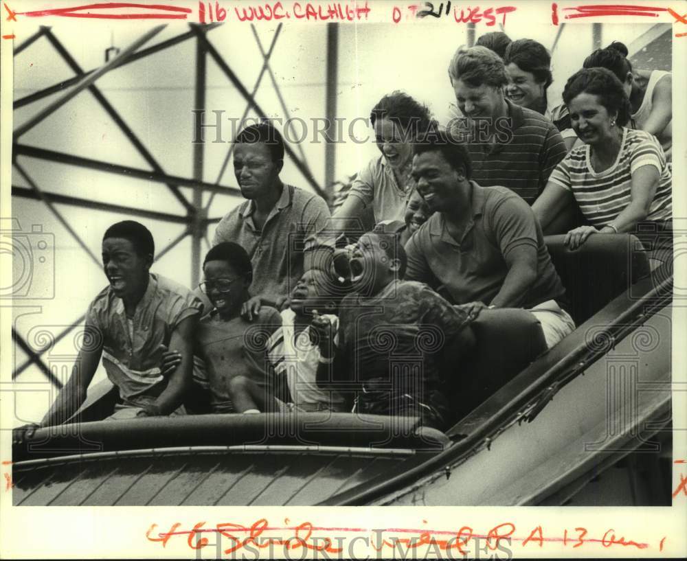 1984 Press Photo Louisiana World&#39;s Fair - Shoot the Chute Rollercoaster- Historic Images