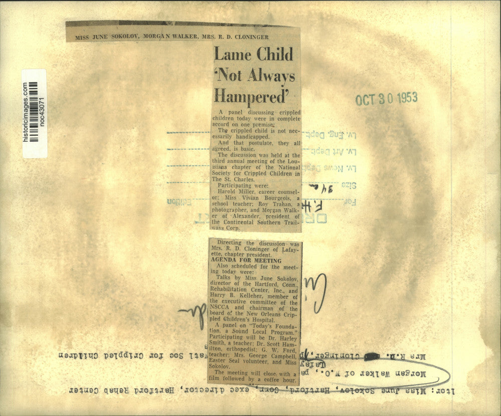 1953 Press Photo Louisiana Chap. National Society for Crippled Children meeting