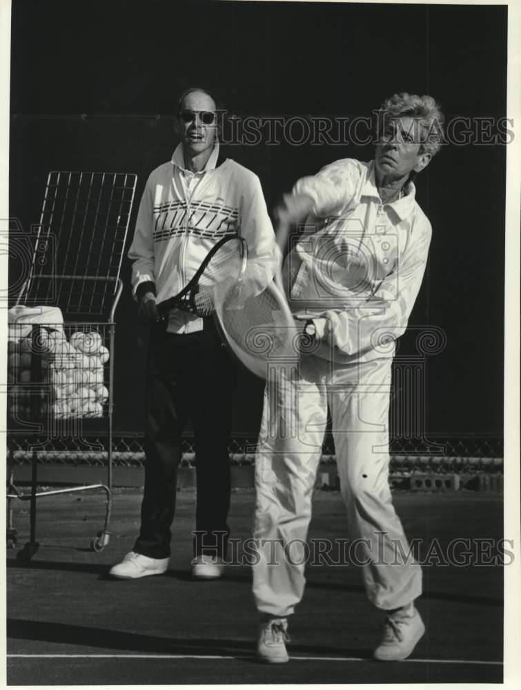 Press Photo Lester Sack, Tennis Pro, with Student Mrs. Herbert Van Horn- Historic Images