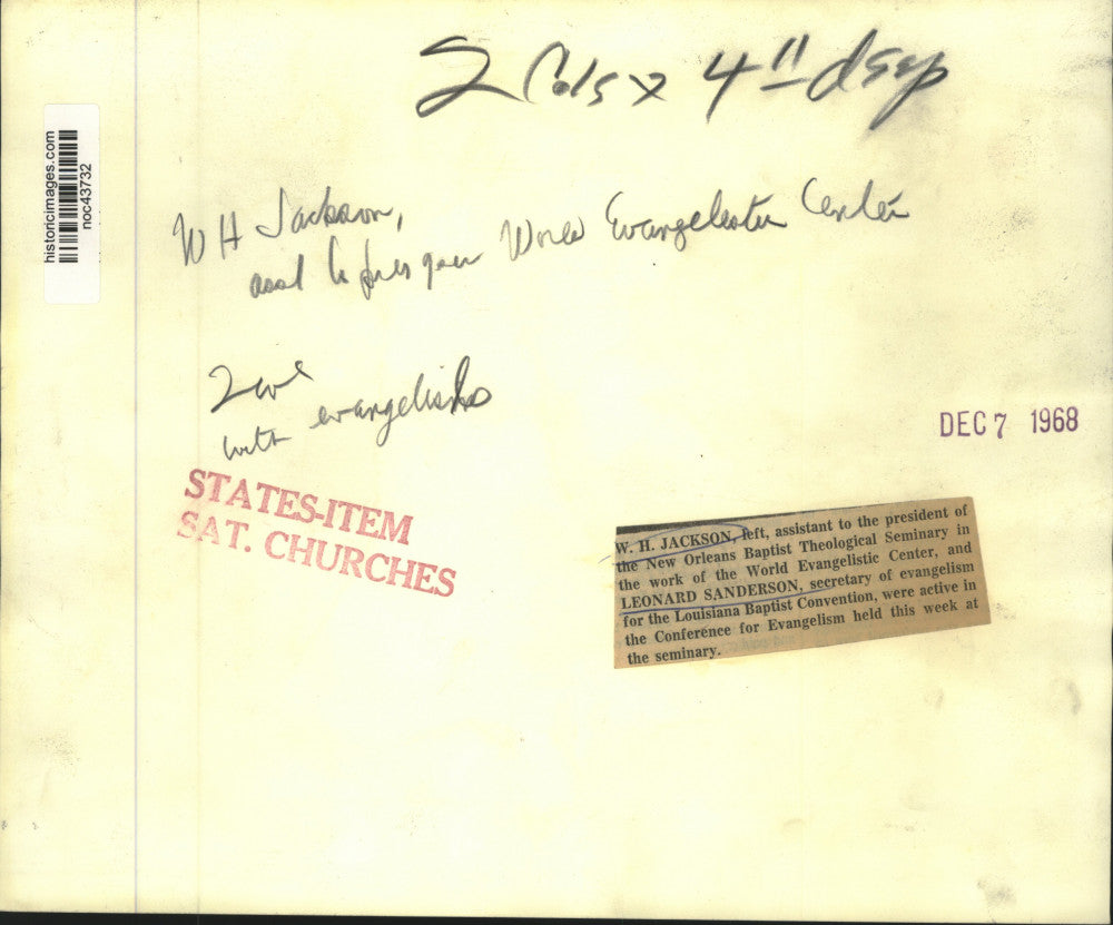 1968 Press Photo Conference for Evangelism - W.H. Jackson and Leonard Sanderson