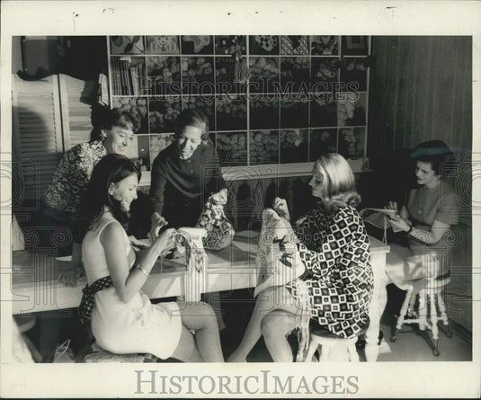 1969 Press Photo Needlepoint expert Carolyn Ambuter gives lessons "Fancywork."