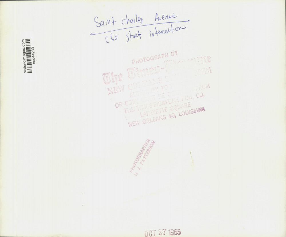 1965 Press Photo Intersection of St. Charles Avenue and Clio Street, New Orleans