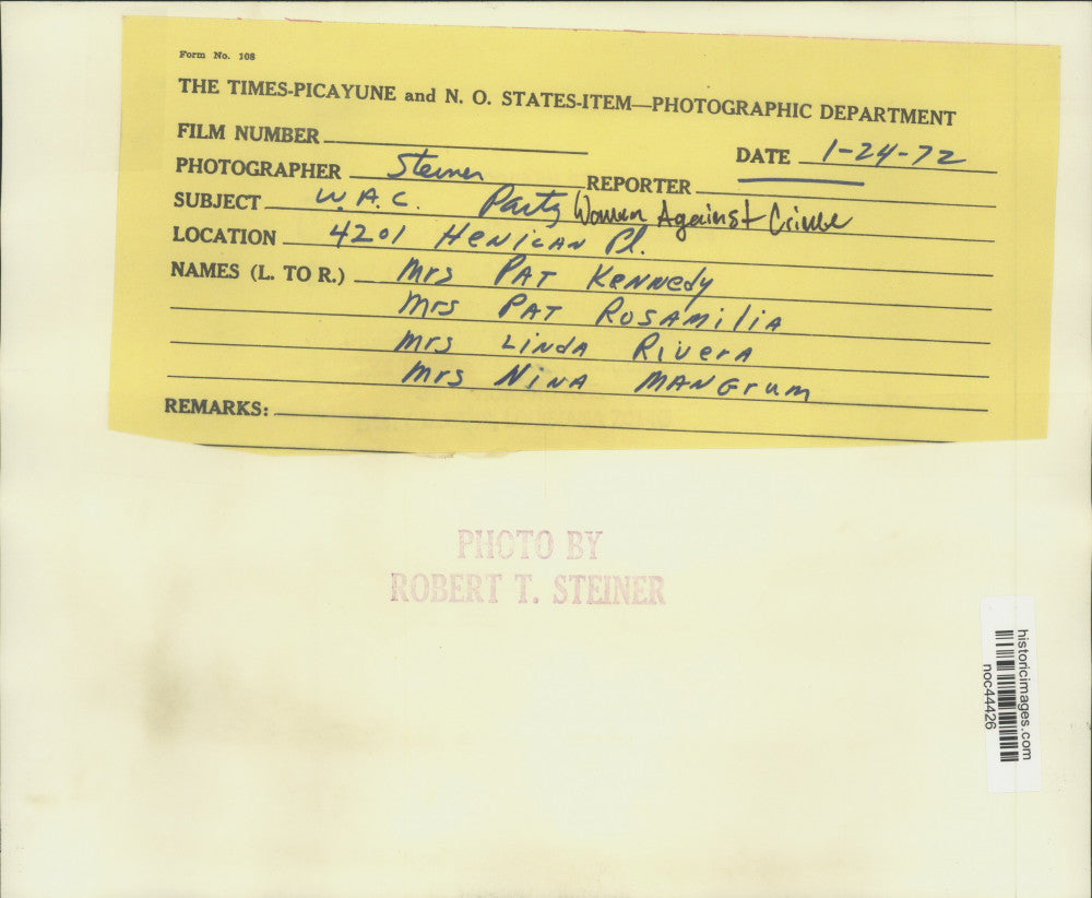 1972 Press Photo Women Against Crime members - noc44426