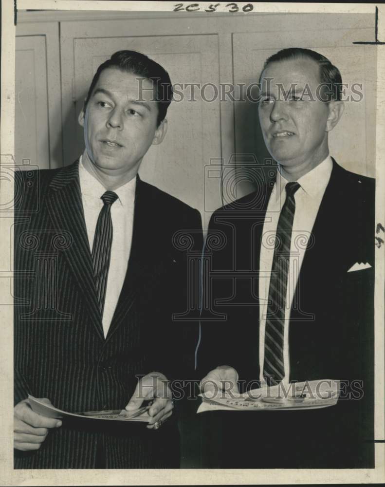 Load image into Gallery viewer, 1961 Press Photo Howard C. Wilson &amp; Paul Dastugue, Young Men's Business Clubs
