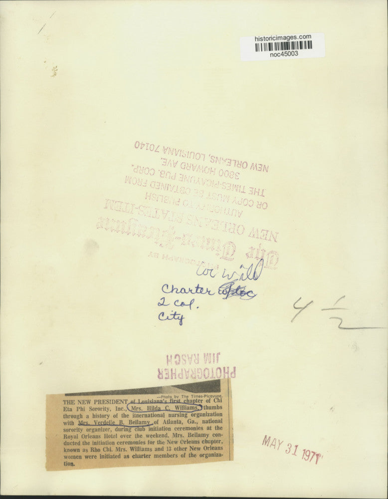1971 Press Photo Chi Eta Phi Sorority - Hilda Williams and Verdelle Bellamy