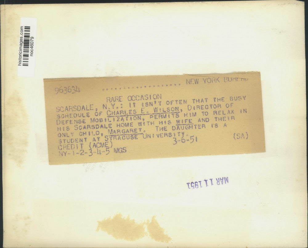 1951 Press Photo Charles Wilson, Defense Mobilization Director, and Family