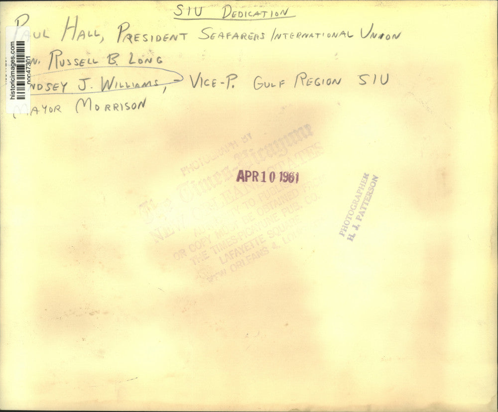 1961 Press Photo Attendees of the Seafarers International Union Dedication Event